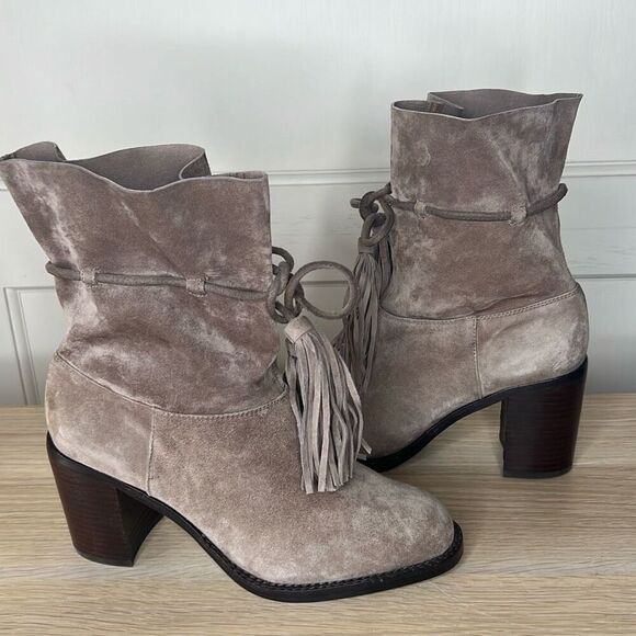 Jeffrey Campbell Laforge Suede Ankle Boots Size 8.5 Taupe Anthropologie - Picture 8 of 8